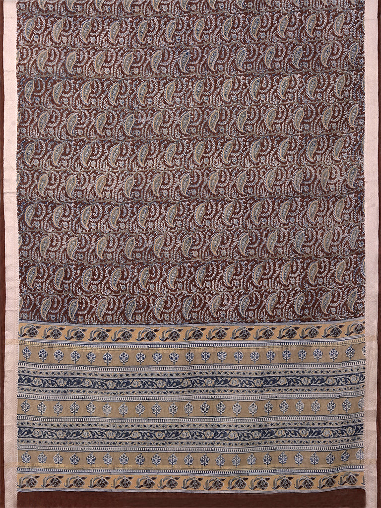 Natural Dye Block Print Cotton Sari