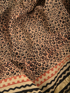 Natural Dye Block Print Cotton Sari