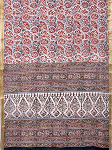 Azo Free Dye Block Print Cotton Sari