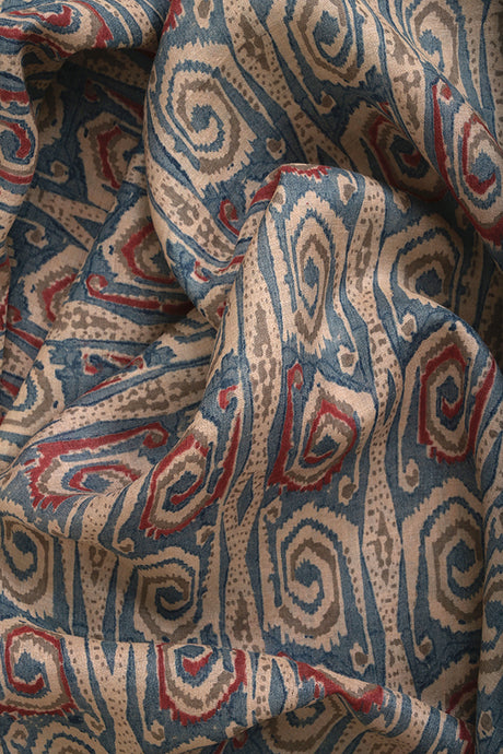 Natural Dye Block Print Tussar Silk x Cotton Fabric