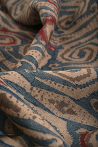Natural Dye Block Print Tussar Silk x Cotton Fabric