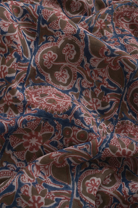 Natural Dye Block Print Silk Fabric