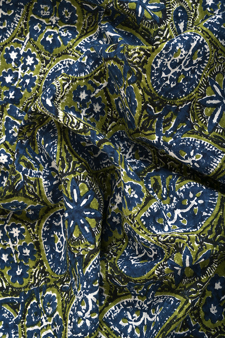 Azo Free Dye Block Print Cotton Fabric