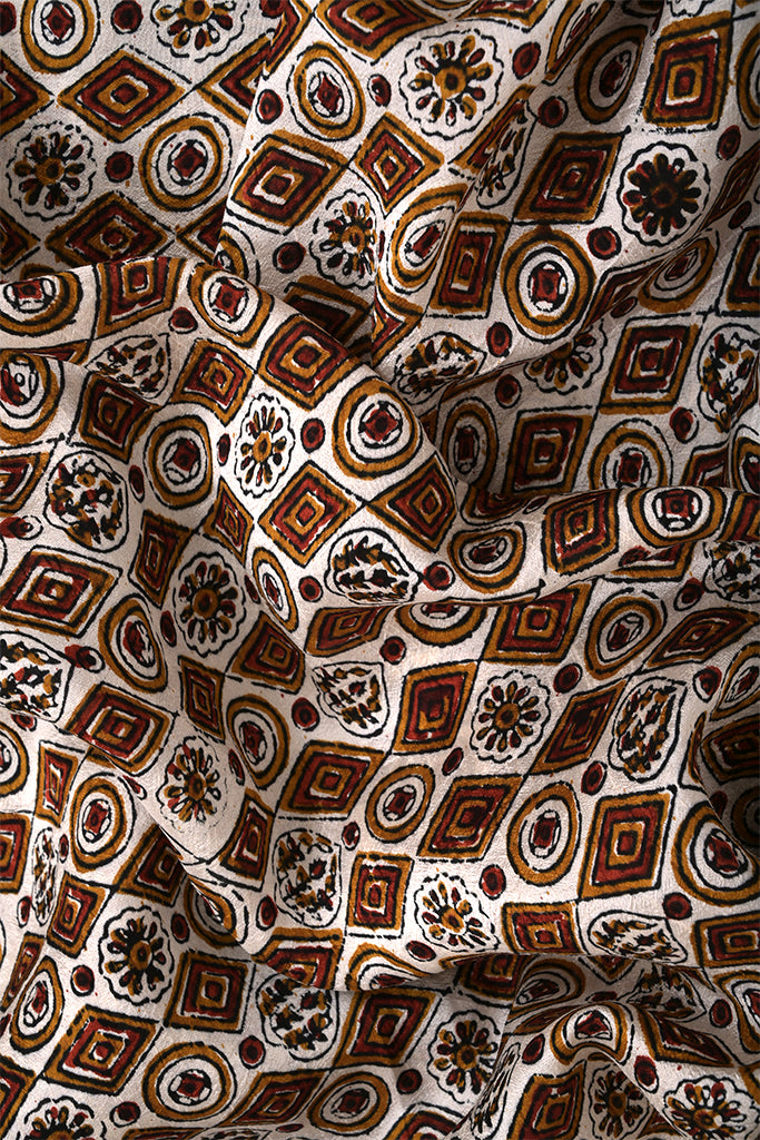 Azo Free Dye Block Print Silk Fabric