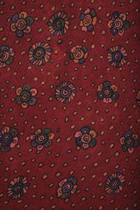 Natural Dye Hand-Painted Kalamkari Silk Fabric