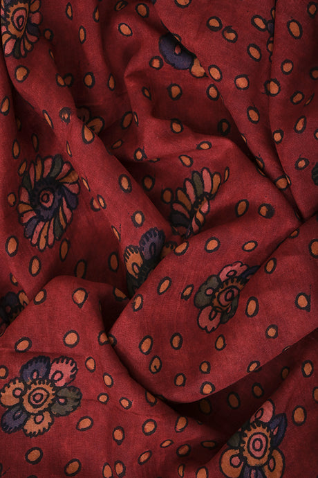 Natural Dye Hand-Painted Kalamkari Silk Fabric