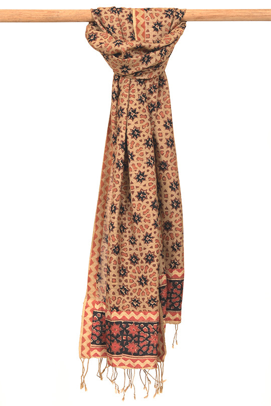 Natural Dye Block Print Silk Stole