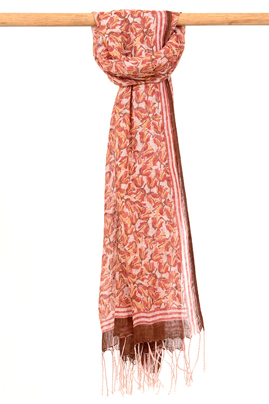 Natural Dye Block Print Linen Stole