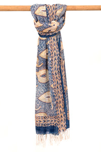 Natural Dye Block Print Cotton x Silk Stole