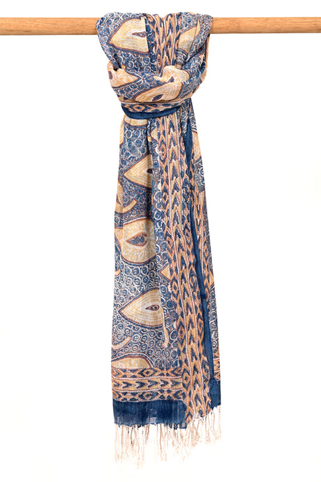 Natural Dye Block Print Cotton x Silk Stole