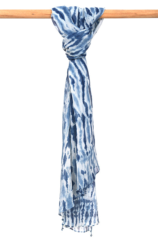 Natural Indigo Silk Chiffon Stole