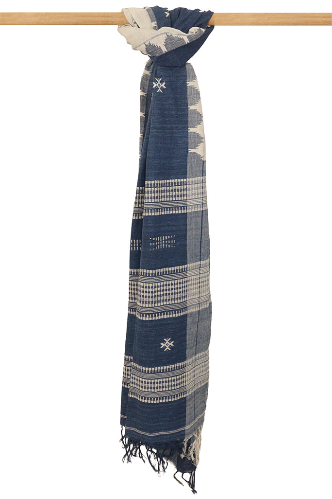 Natural Indigo Tribal Weave Cotton Dupatta