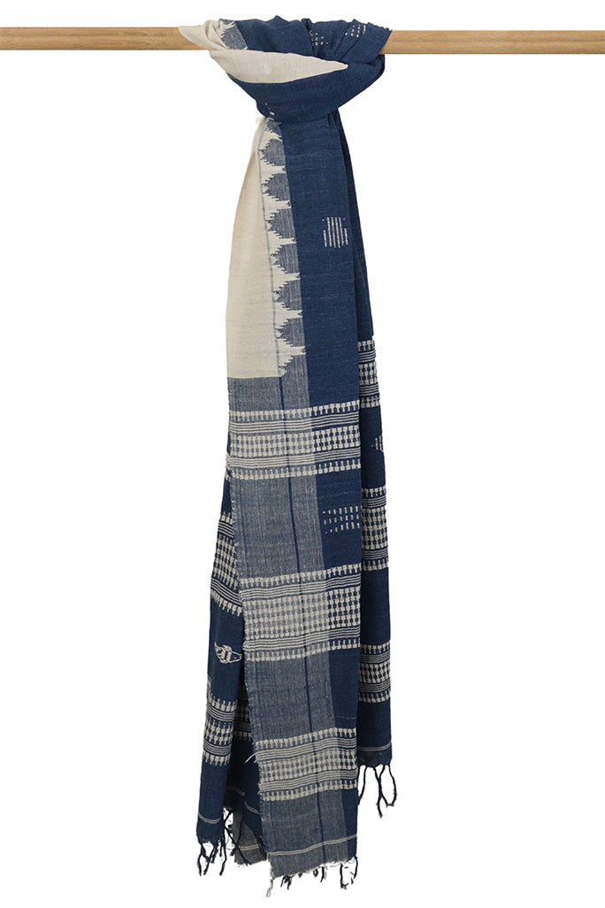 Natural Indigo Tribal Weave Cotton Dupatta