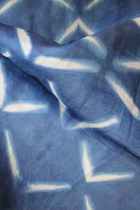 Natural Dye Indigo Shibori Desi Tussar Fabric