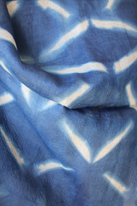 Natural Dye Indigo Shibori Desi Tussar Fabric