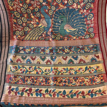 Load image into Gallery viewer, Natural Dye Hand-Painted Kalamkari Silk Sari