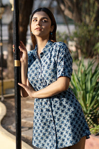 Natural Dyed Hand Block Printed 'ELATION' Shirt Dress