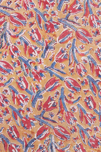 Natural Dye Block Print Cotton x Silk Fabric - Creative Bee