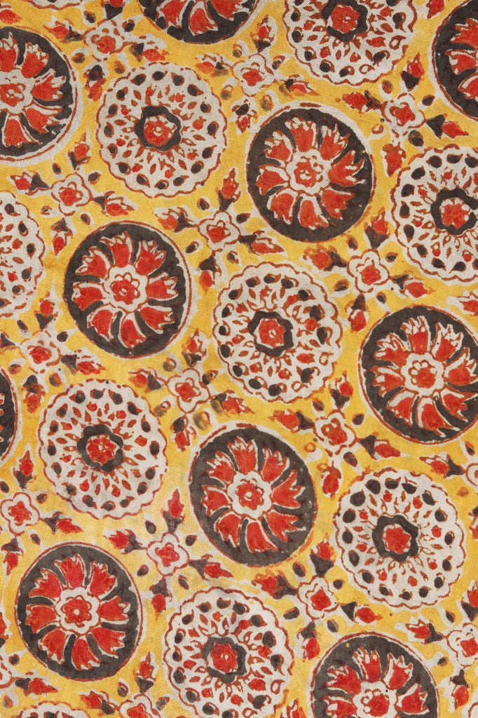 Natural Dye Block Print Silk Fabric