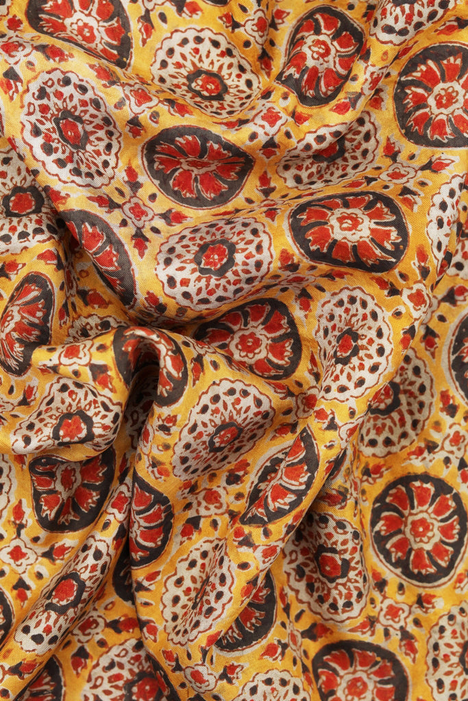 Natural Dye Block Print Silk Fabric - Creative Bee