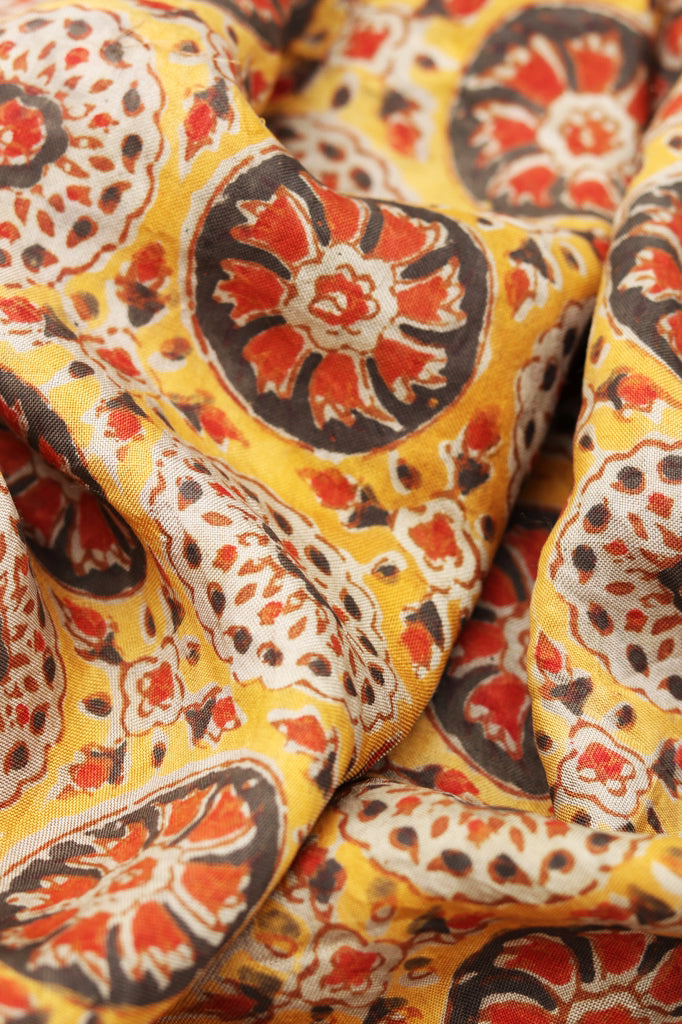 Natural Dye Block Print Silk Fabric