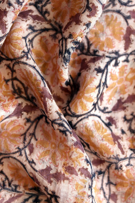 Natural Dye Block Print Linen Fabric - Creative Bee