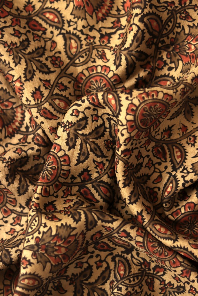 Natural Dye Block Print Silk Fabric - Creative Bee