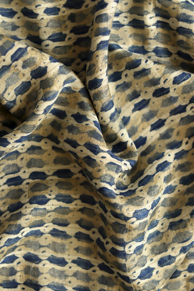 Natural Dye Block Print Silk Fabric - Creative Bee
