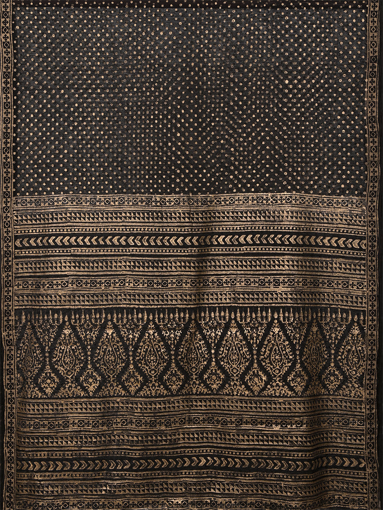 Natural Dye Block Print Silk Sari