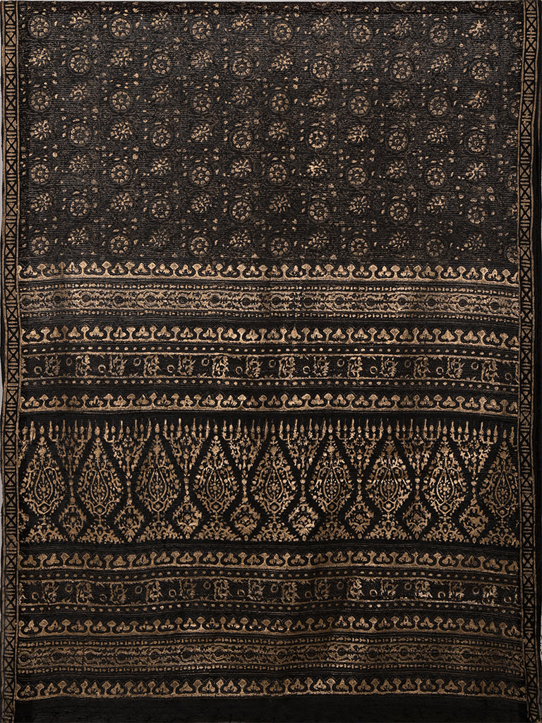 Natural Dye Block Print Silk Sari
