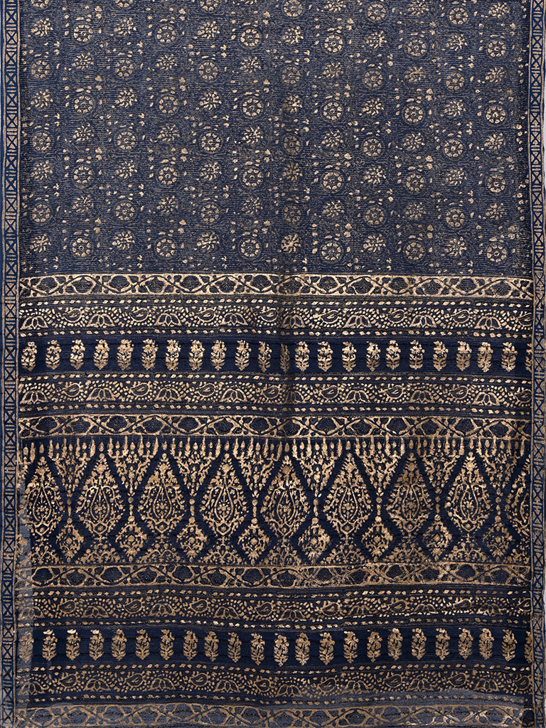 Natural Dye Block Print Silk Sari