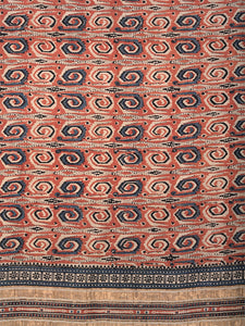 Natural Dye Block Print Tussar x Cotton Sari