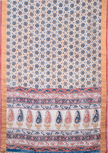 Natural Dye Block Print Silk Sari - Creative Bee