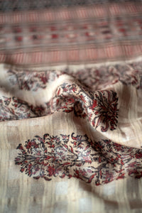 Natural Dye Block Print Silk Sari - Creative Bee