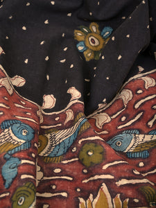 Natural Dye Hand-Painted Kalamkari Cotton Sari