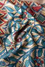 Load image into Gallery viewer, Natural Dye Hand-Painted Kalamkari Silk Sari - Creative Bee