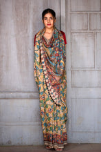 Load image into Gallery viewer, Natural Dye Hand-Painted Kalamkari Silk Sari - Creative Bee