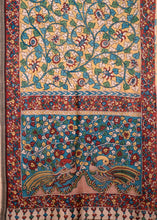 Load image into Gallery viewer, Natural Dye Hand-Painted Kalamkari Silk Sari - Creative Bee
