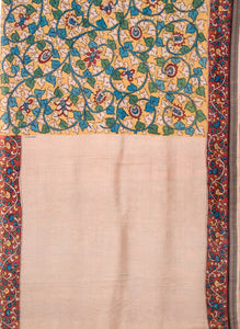 Natural Dye Hand-Painted Kalamkari Silk Sari - Creative Bee