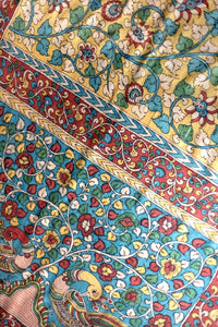 Natural Dye Hand-Painted Kalamkari Silk Sari - Creative Bee