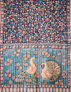 Natural Dye Hand-Painted Kalamkari Silk Sari - Creative Bee