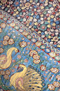 Natural Dye Hand-Painted Kalamkari Silk Sari - Creative Bee