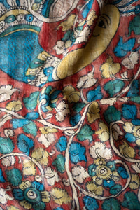Natural Dye Hand-Painted Kalamkari Silk Sari - Creative Bee