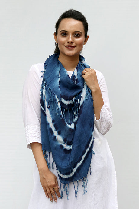 Natural Indigo Shibori Cotton Stole - Creative Bee