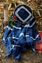 Load image into Gallery viewer, Natural Indigo Shibori Cotton Stole - Creative Bee