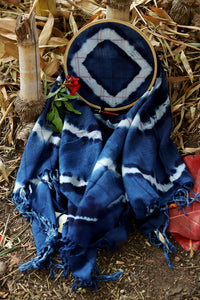 Natural Indigo Shibori Cotton Stole - Creative Bee