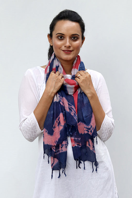 Natural Dye Shibori Cotton x Silk Stole - Creative Bee